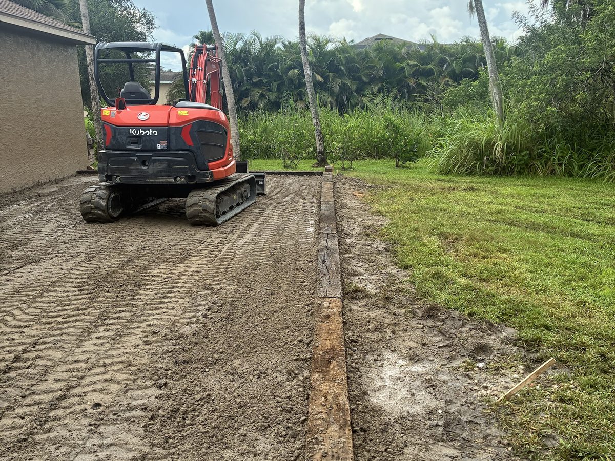Graded ranch lane prepared for trucks and trailers